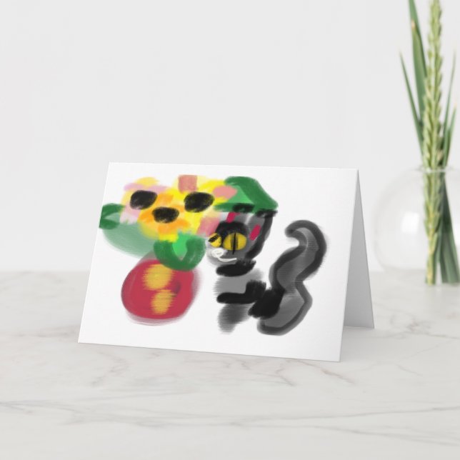 Black cat sunflowers  karte (Vorderseite)