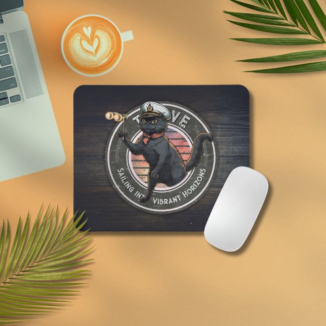 Black Cat Sunset: Eine Reise zu THRIVE Mousepad (Black Cat Sunset: A Voyage to THRIVE Mouse Pad)