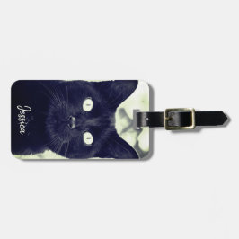 Black Cat Süße Tier Foto Personalisiert Name Gepäckanhänger