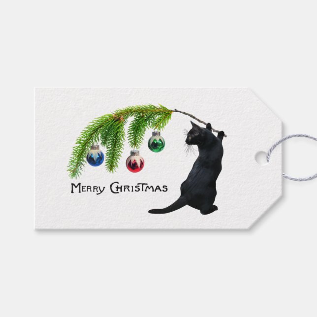 Black Cat Swag Gift Tags Geschenkanhänger (Vorderseite (Horizontal))