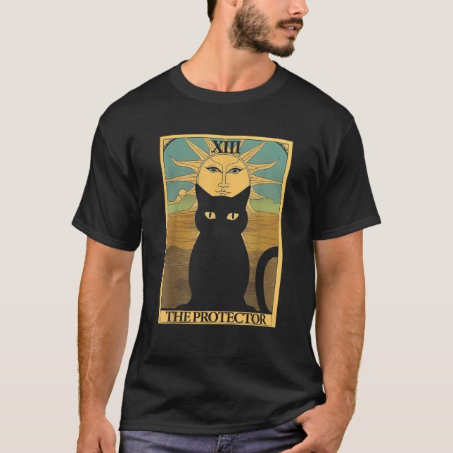 Black Cat Tarot Card Schützer für Männer Frauen T-Shirt (Vorderseite)