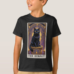 Black Cat Tarot Card The Hermit Halloween Childys T-Shirt