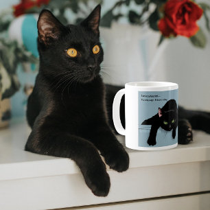Black Cat Tired Blue Funny Kaffeetasse