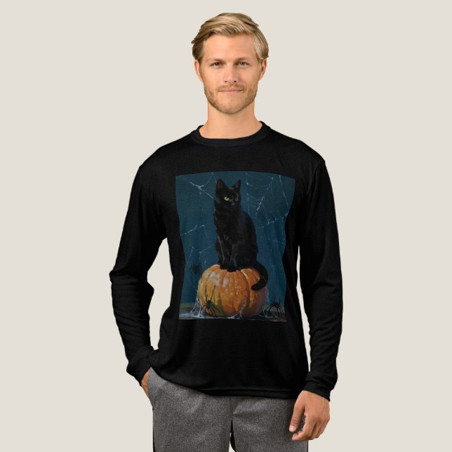 Black Cat Tri-Blend Shirt (Volle Vorderseite)