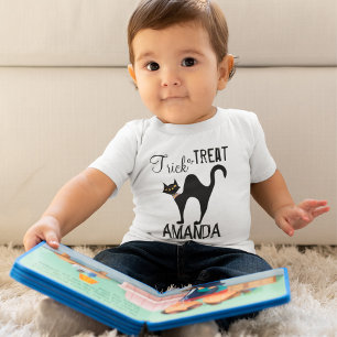 Black Cat Trick oder Treat Halloween Baby T-shirt