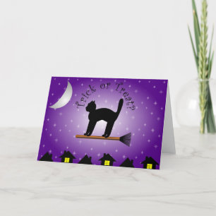 Black Cat Trick oder Treat? Halloween-Karte Karte