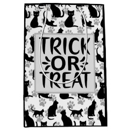 Black Cat Trick oder Treat - Halloween Mittlere Geschenktüte