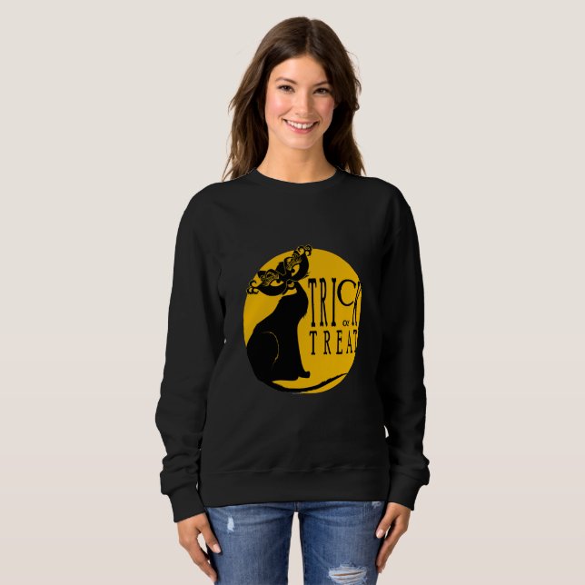 Black Cat Trick oder Treatshirt Sweatshirt (Vorne ganz)