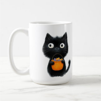 Black Cat Trick or Treat Halloween Kaffeetasse