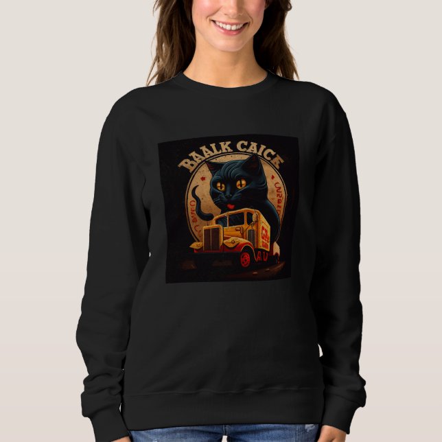 Black Cat Truck Driver Mac And Cheese Sweatshirt (Vorderseite)
