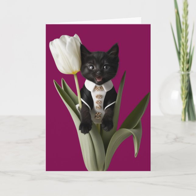 Black Cat Tulip Karte (Vorderseite)