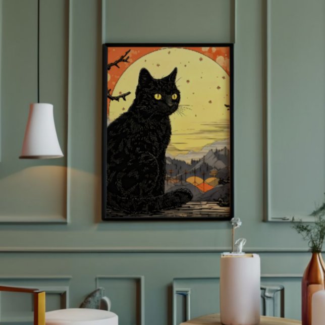 Black Cat Ukiyo-e Fotodruck (Von Creator hochgeladen)