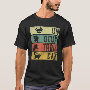 Black Cat Un Deux Trois Cat Französisch T-Shirt