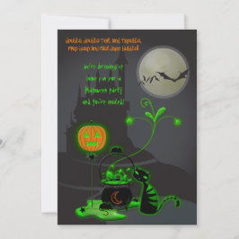 Black Cat und Cauldron Halloween-Party Einladung