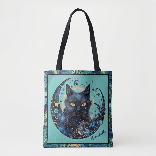 Black Cat und Celestial Moon Tote Bag (Vorderseite)