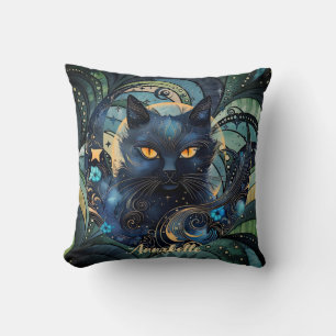 Black Cat und Celestial Moon werfen Kissen. Kissen