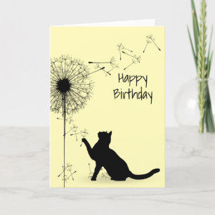 Black Cat und Dandelion Birthday Karte