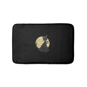 Black Cat und Full Moon Halloween Nacht Badematte