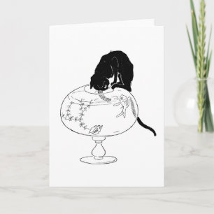 Black Cat und Goldfish, Alexandre Steinlen Karte