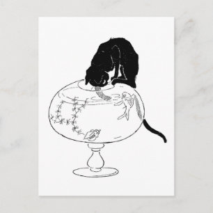 Black Cat und Goldfish, Alexandre Steinlen Postkarte