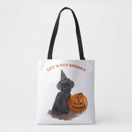 Black Cat und Kürbiskürbis Halloween Tote Bag