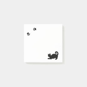 Black Cat und Paw Print Post-it Klebezettel