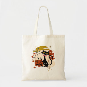 Black Cat und Pumpkin Atomic Retro Halloween T-Shi Tragetasche