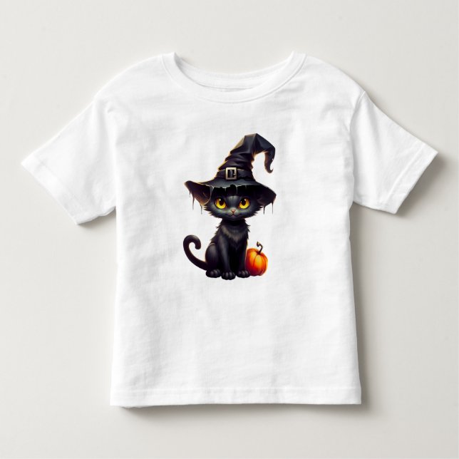 Black Cat und Pumpkin Halloween Kleinkind T-shirt (Vorderseite)