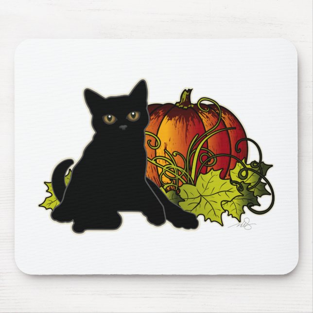 Black Cat und Pumpkin Mousepad (Vorne)