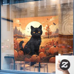 Black Cat und Pumpkins Fensteraufkleber