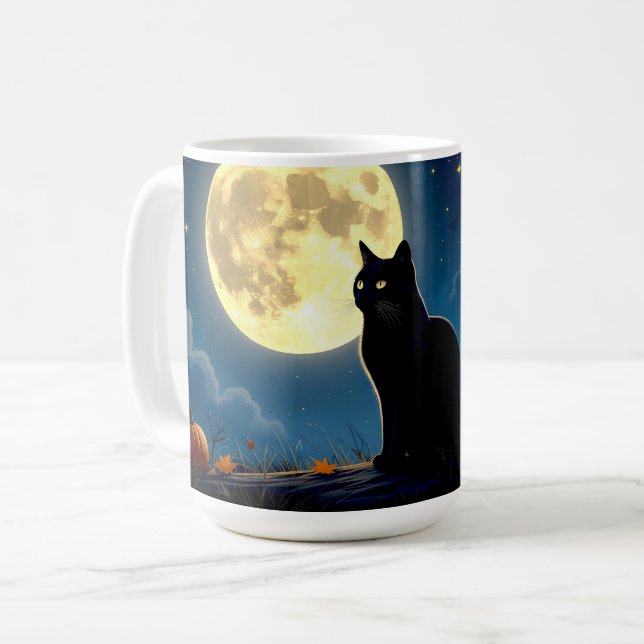 Black Cat und Pumpkins Kaffeetasse (Vorderseite Links)