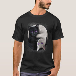 Black Cat und White Cat Yin und Yang Halloween für T-Shirt