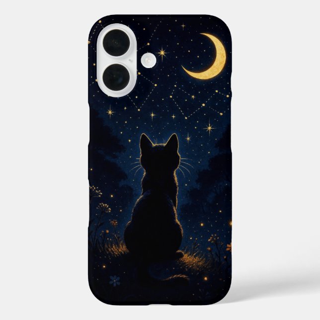 Black Cat Under Crescent Moon - Magical Night Sky  Case-Mate iPhone Hülle (Rückseite)