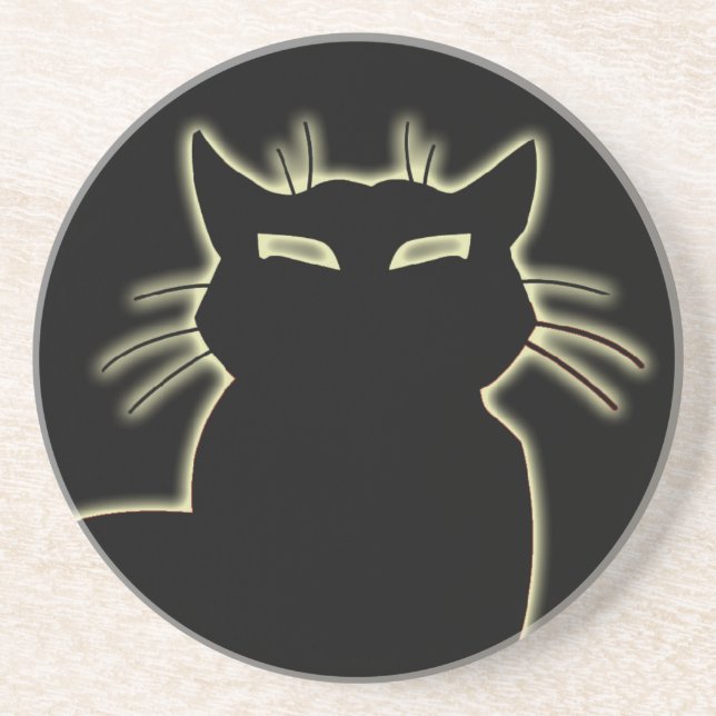 Black Cat Untersetzer Black Cat Art Deco Cat Lover (Vorne)