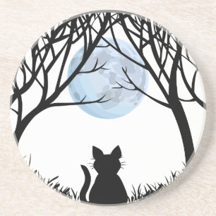 Black Cat Untersetzer Fat Cat Art Decke Cat Lover