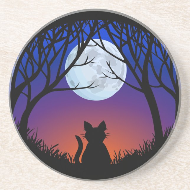 Black Cat Untersetzer Fat Cat Art Deco Cat Lover G (Vorne)