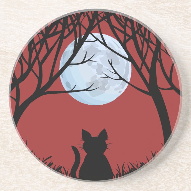 Black Cat Untersetzer Fat Cat Art Deco Cat Lover G (Vorne)