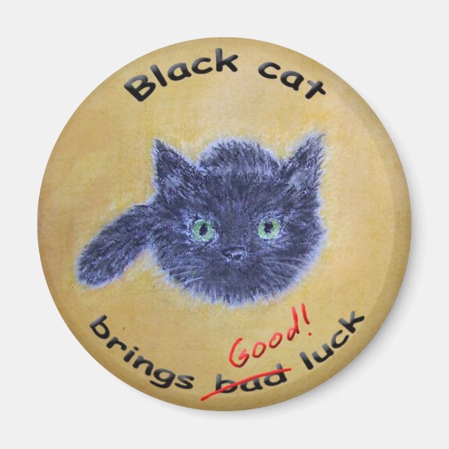 Black cat viel Glück Magnet (Vorne)
