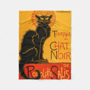 Black Cat Vintag Halloween Steinlen Poster Fleecedecke