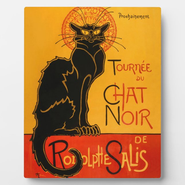 Black Cat Vintag Halloween Steinlen Poster Fotoplatte (Vorderseite)