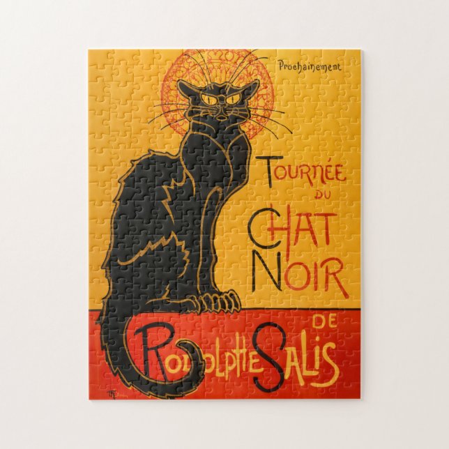 Black Cat Vintag Halloween Steinlen Poster Puzzle (Vertikal)
