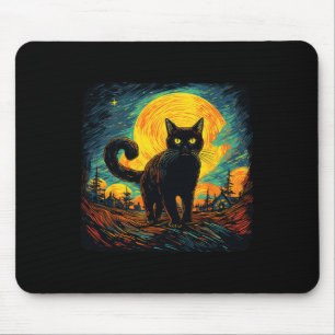Black Cat Vintag Retro Style Cat Kunstvoll wandern Mousepad
