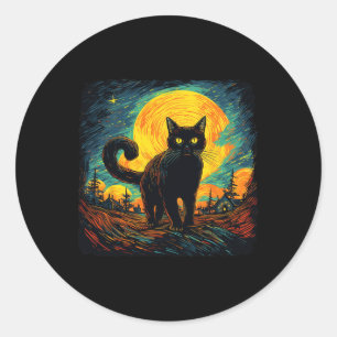 Black Cat Vintag Retro Style Cat Kunstvoll wandern Runder Aufkleber