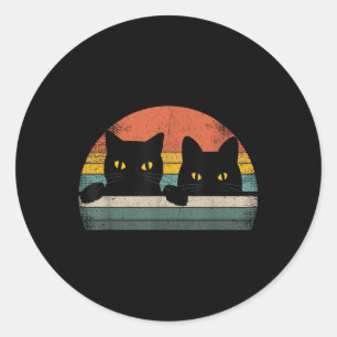 Black Cat Vintag Retro Style - Cats Lover Gift Runder Aufkleber
