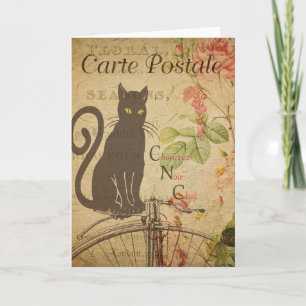 Black Cat Vintage French Postcard Karte