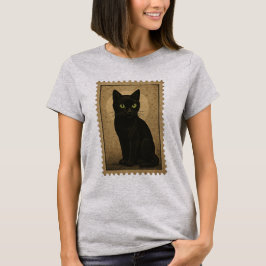 Black Cat - Vintage Halloween-Briefmarke T-Shirt