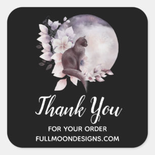 Black Cat von einem magischen Full Moon-Geschäft Quadratischer Aufkleber