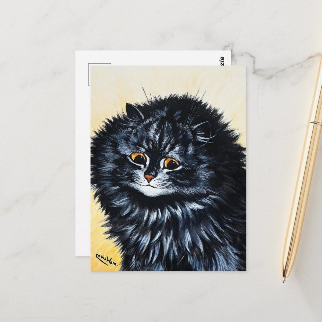 Black Cat von Louis Wain Postkarte (Vorderseite/Rückseite Beispiel)
