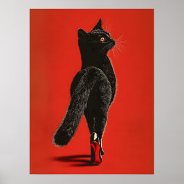 Black Cat Walking the Catwalk – Fashion Illustrati Poster