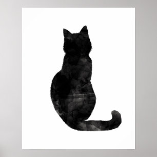 Black Cat Watercolor Minimal Modernes einfaches Po Poster